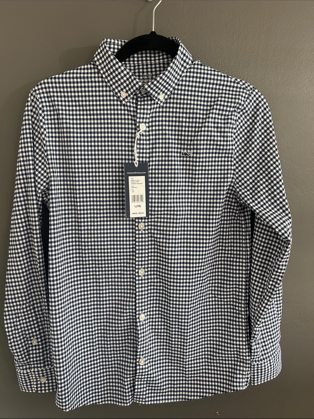 Vineyard Vines Navy & White Gingham Button-Down Shirt